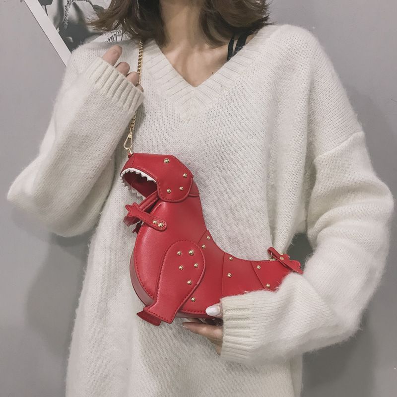 Tas Selempang Dinosaurus 3D Kreatif, Tas Bahu Hewan Kartun