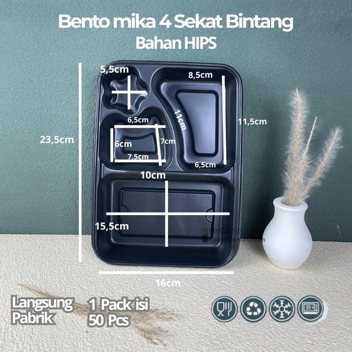 Bento Mika 4 Sekat / Lunch Box Bento / Bento Tray - HIPS