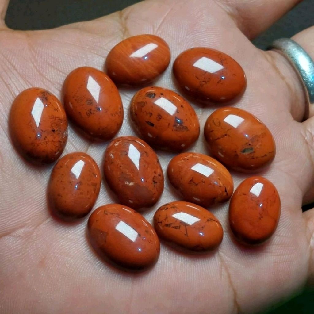 Lostune batu ati ayam /jasper merah asli natural dim 16-18 mm permata