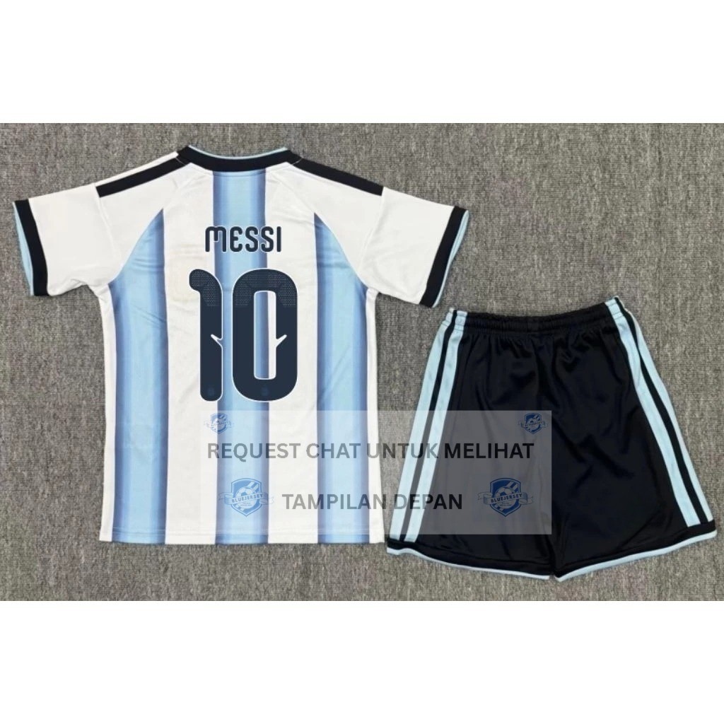 JERSEY BAJU BOLA ANAK ARGENTINA HOME KIDS WORLD CUP 2026 + NAMESET NEW