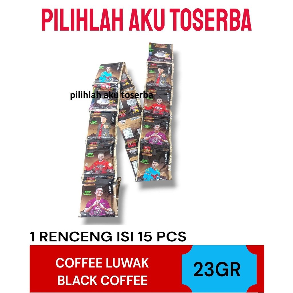 Luwak Kopi Hitam Black Coffee 2 in 1 Kopi + Gula Renceng - ( HARGA 1 Renceng )