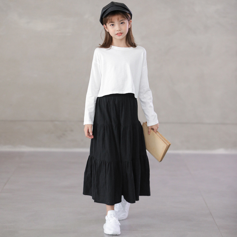 Rok Syakilla - Rok Bawahan 3 Susun Syari Hijab Putih Polos Sepan Span Lebar Anak Remaja Perempuan Us