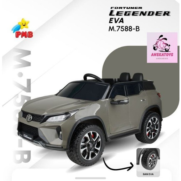Termurah Mobil Aki Anak PMB M7588-B Double Gearbox 2x6Volt Ban Eva/ Karet Toyota Fortuner Legender