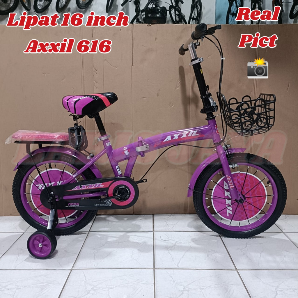 TERMURAH Sepeda Lipat Anak 16 Inch  Axxil 616 Keranjang Besi Terbaru
