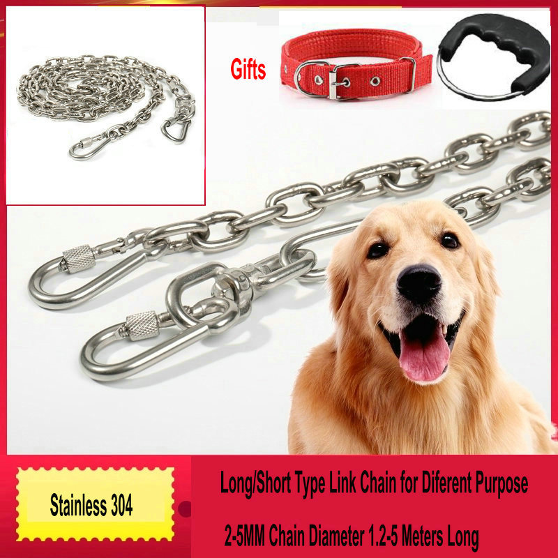 HQ LC01 100% Stainless Steel 304 Link Chain Dog Leash Pet Dogs Lead Leash Collar 25MM for Small or L