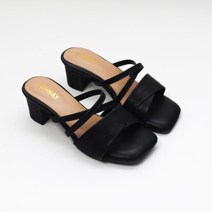 Pennay - Sandal Wanita High Heels Clara Hak Heels 5 Cm - Hitam, 37