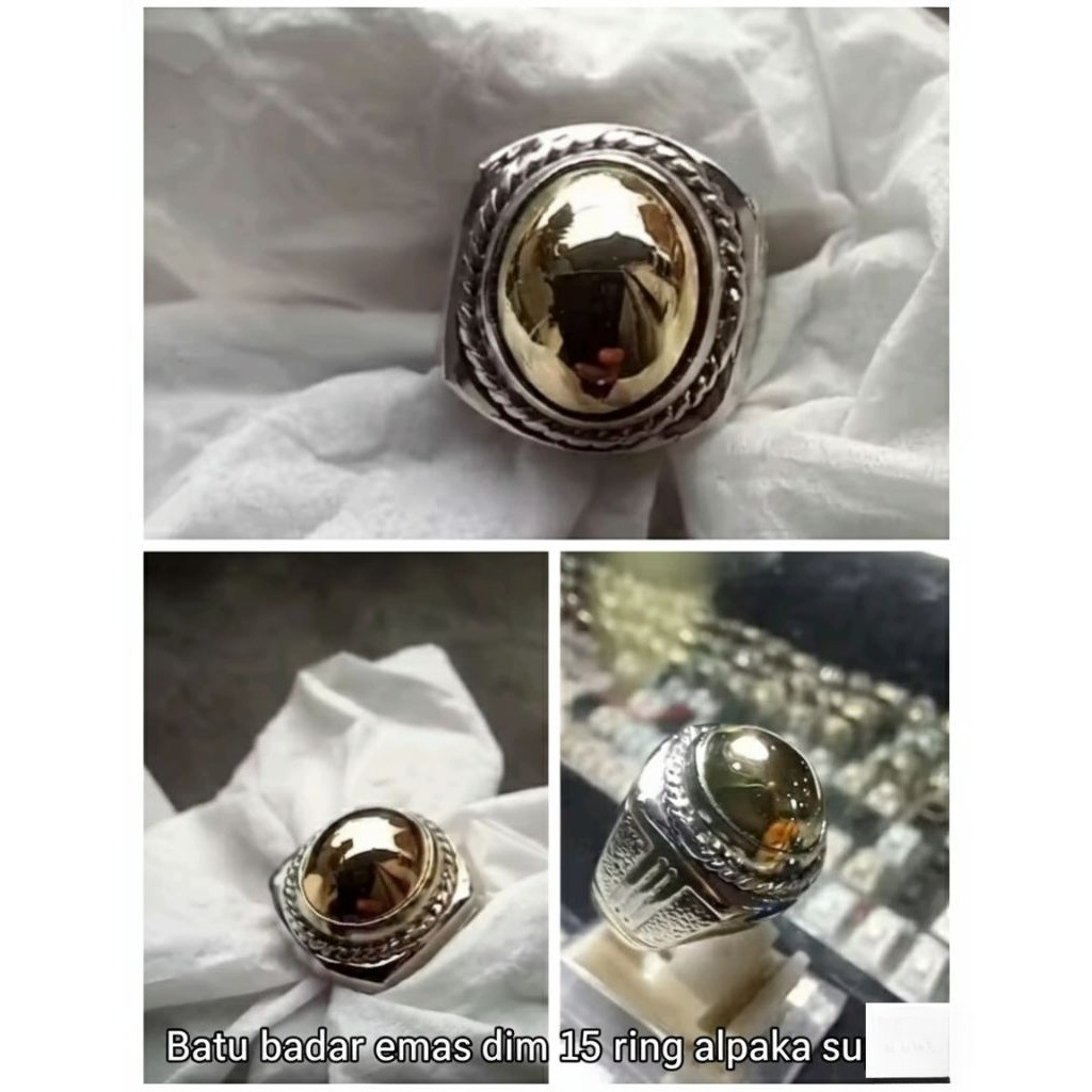 Cincin Batu Badar Emas dim 15 Ring Alpaka Super Elegan