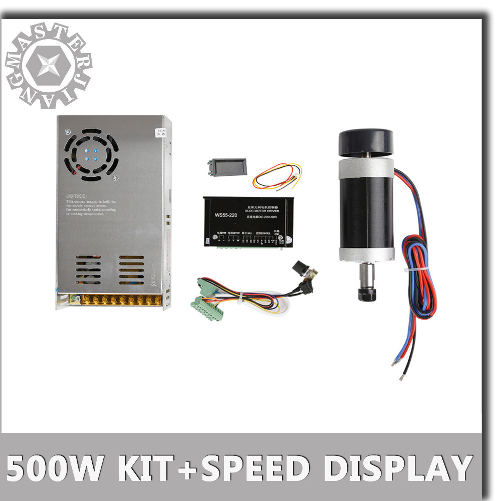 New 500W/0.5KW ER11 55MM Brushless CNC Spindle Motor+DC20-50V Stepper Motor Driver+DC48V 12A Power S
