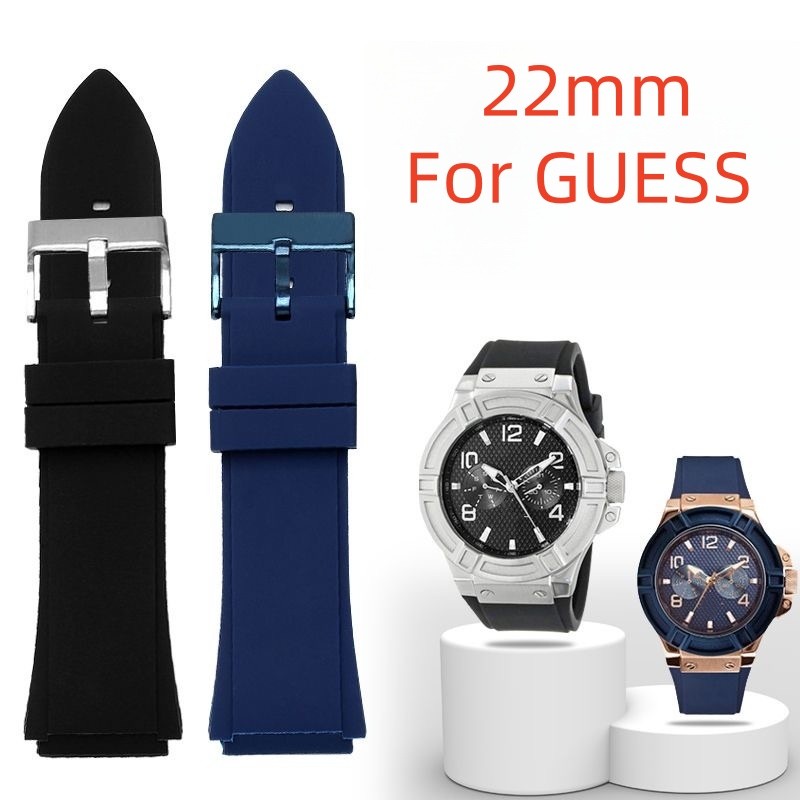 22×25mm Blue Black silicone rubber wat strap Waterproof bracelet soft watband for GUESS U0247G3 W004
