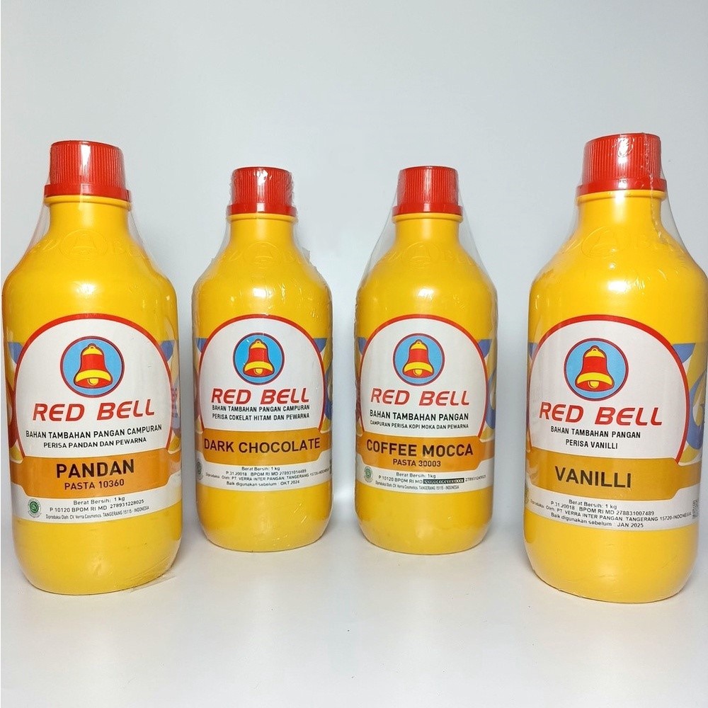 Pasta Red Bell 1 kg Perisa Vanili Pisang Ambon Pandan Dark Coklat
