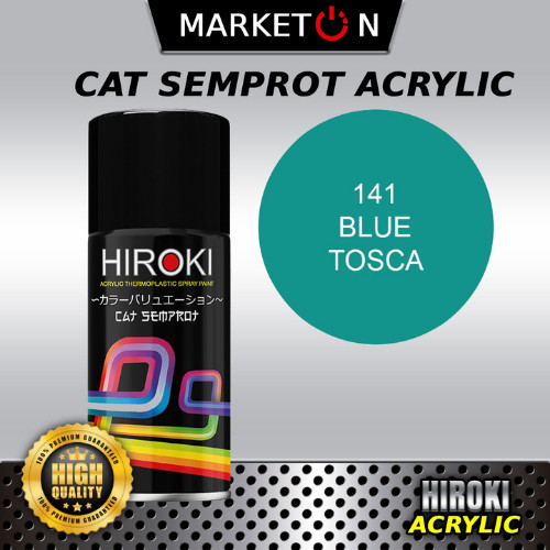 HIROKI Cat Semprot Warna Standar 141 Blue Tosca Biru Tosca Hasil Cat Mengkilap Tanpa Bekas