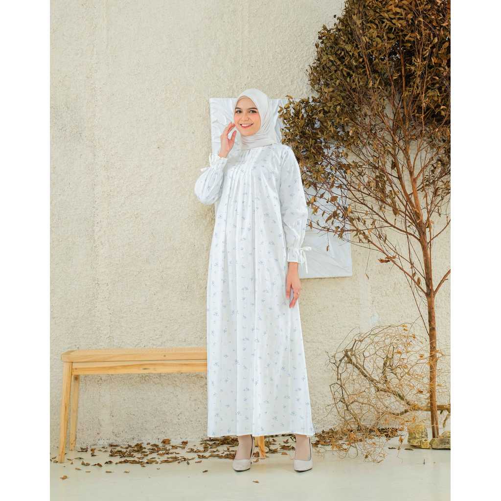 RILLEY - Gamis Wanita Velissa | Gamis Wanita Motif Bungan | Gamis Wanita Bahan Poplin