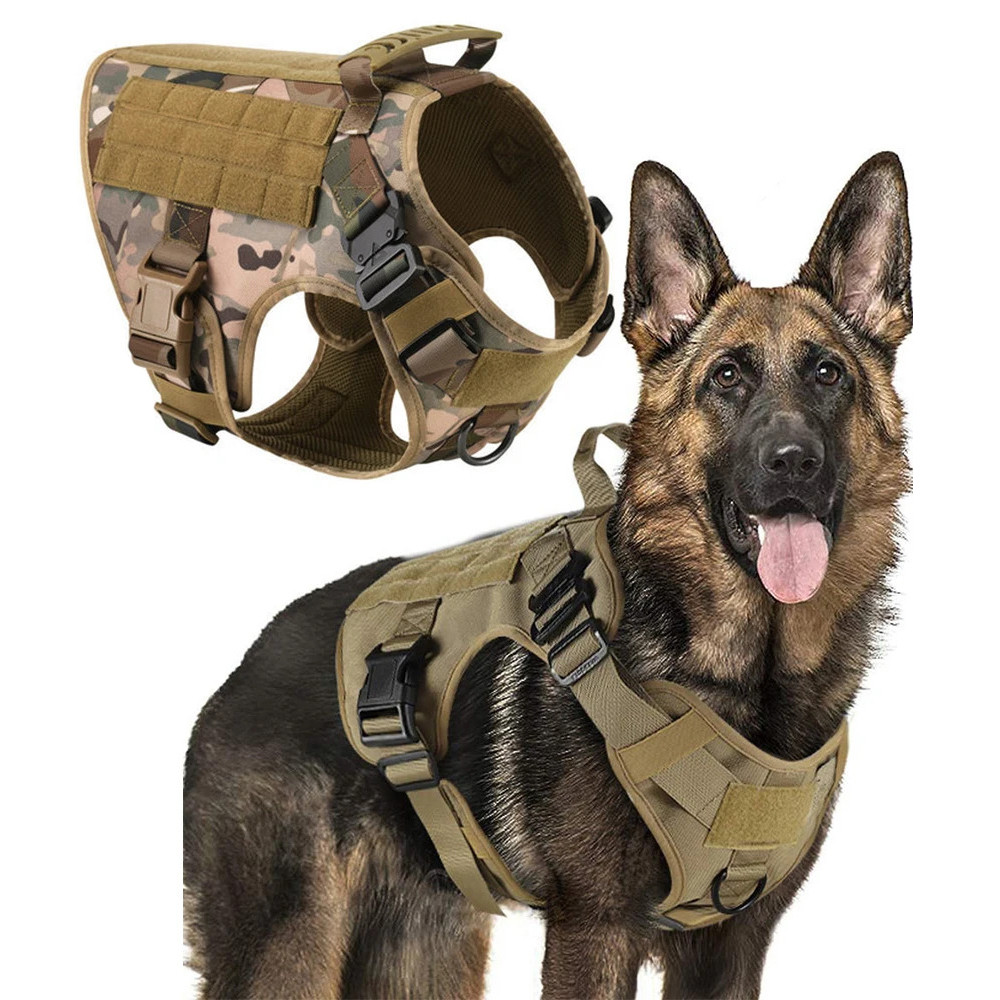 Tactical Military Vest For All Breeds Dogs Retriever Tactical Training Dog Harness Quick Release Ves