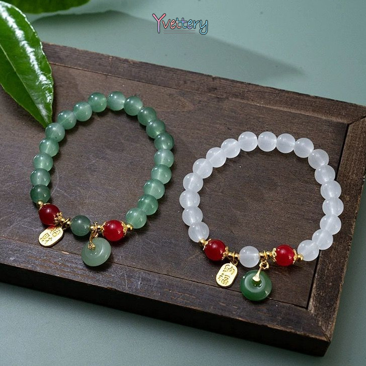 COD Gelang Cina Vintage Mengundang Kekayaan dan Kean String Manik-manik Liontin Naga Merah Kean-yy