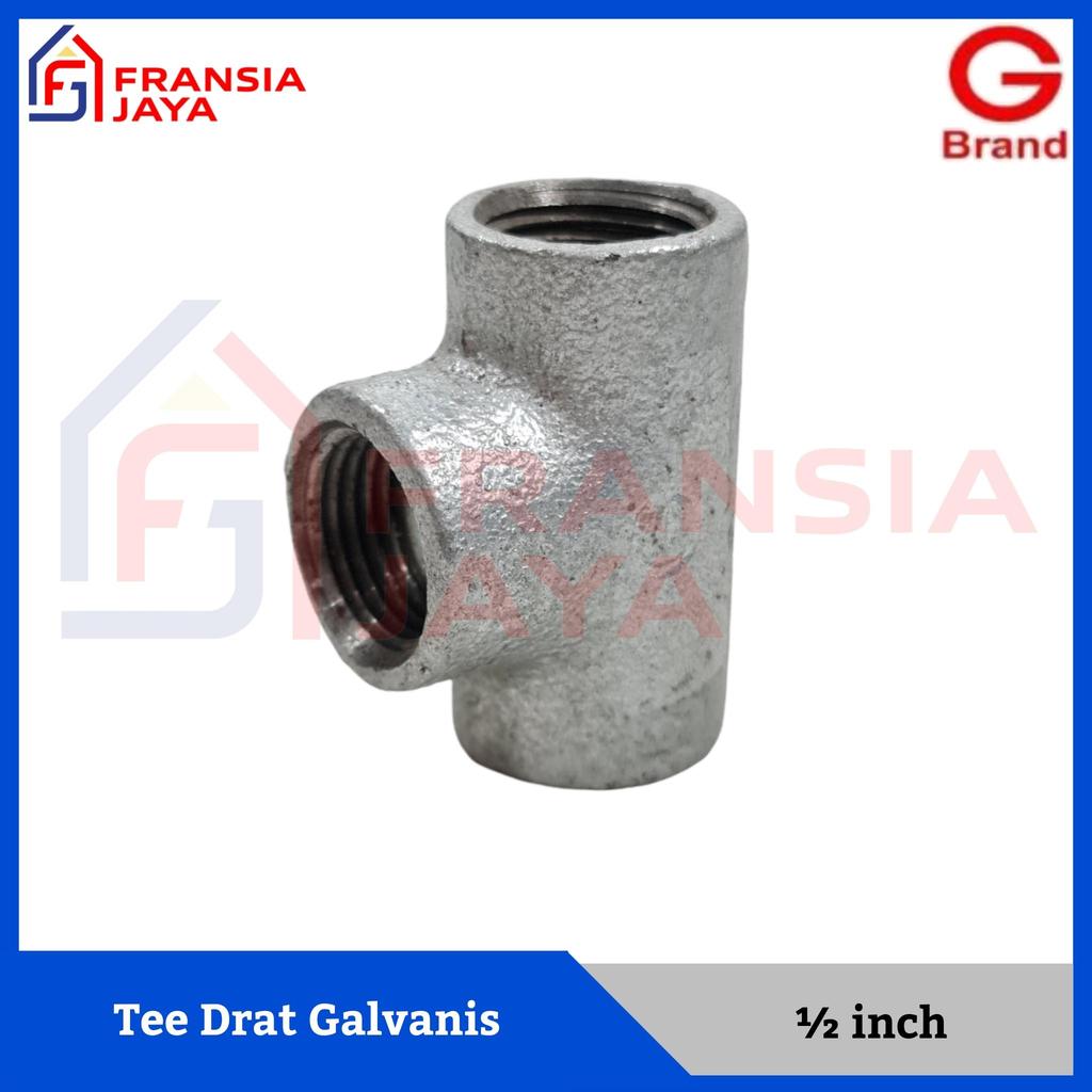 Galunggung Tee Galvanis Drat 1/2 inch Sambungan Fitting Pipa Galvanis 0.5 inch G Brand