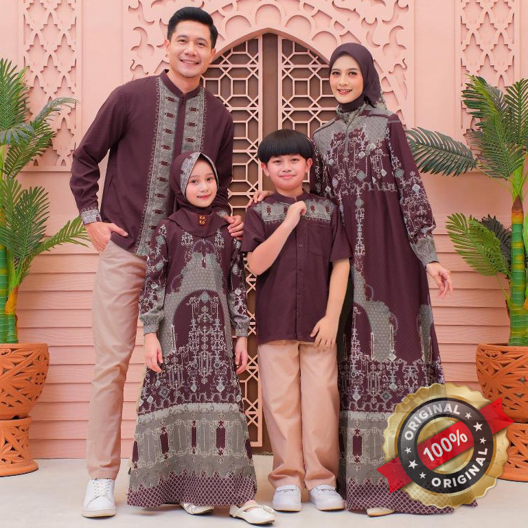 KEKE Sarimbit QAZMIR Maroon Series Lebaran 2026 Model Terbaru Gamis Abaya Koko Couple Keluarga Famil