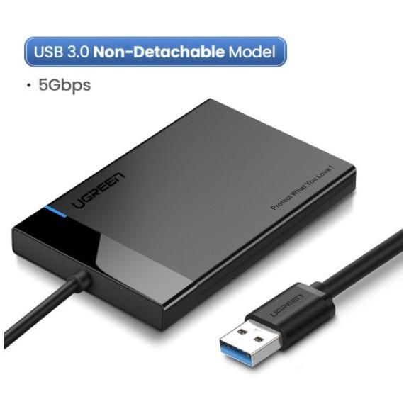 Ugreen HDD SSD Case Enclosure External 2.5 Type C 3.1 Micro B 6 Gbps - Fixed Cable