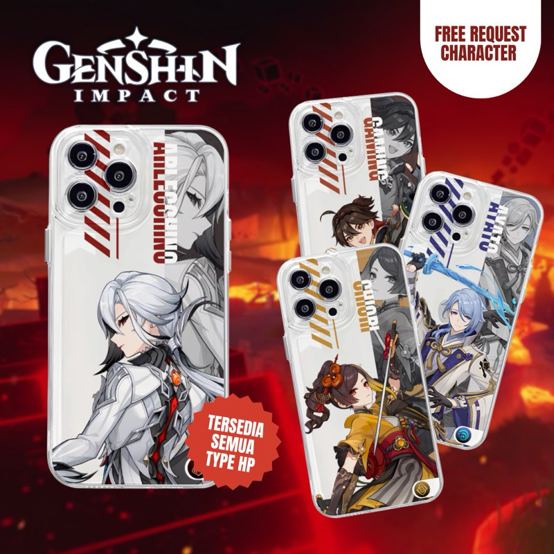PREMIUM CASE GENSHIN CUSTOM KARAKTER HIGH QUALITY CASING SOFT JELLY CLEAR BENING ARLECCHINO AYATO CH