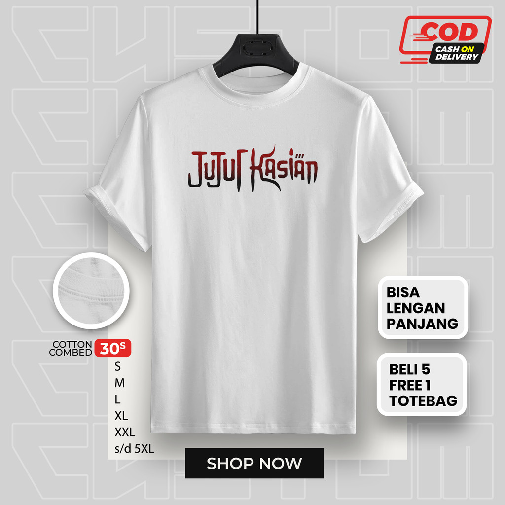 Kaos JUJUR KASIAN Parodi Baju Distro Plesetan Anime Jujutsu Kaisen Combed 30s Big Size Pria Wanita