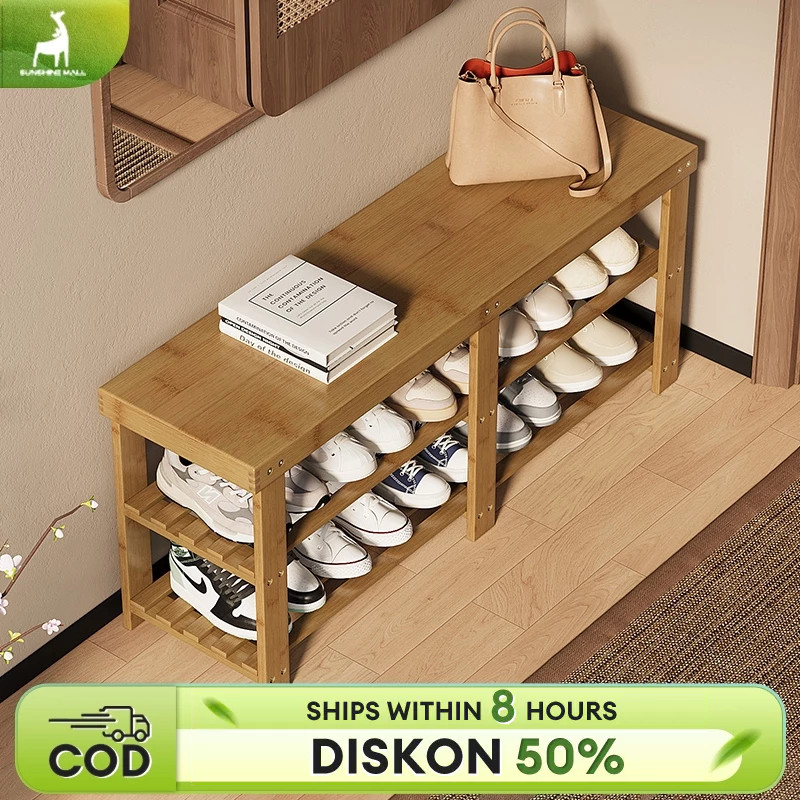 Furniture Sukabumi | Rak Sepatu Duduk Rak Sepatu Kursi Box Penyimpanan Sepatu Rak Sepatu Susun Kayu 