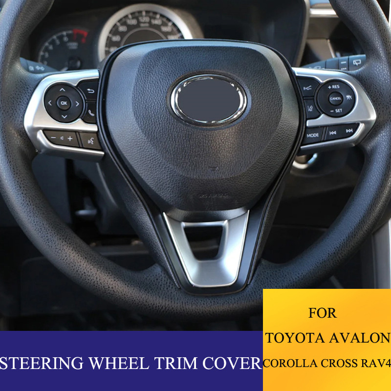 3 PCS For Toyota RAV4 RAV 4 Corolla Avalon 2019 + Car Steering Wheel Panel Decoration Cover Sticker 