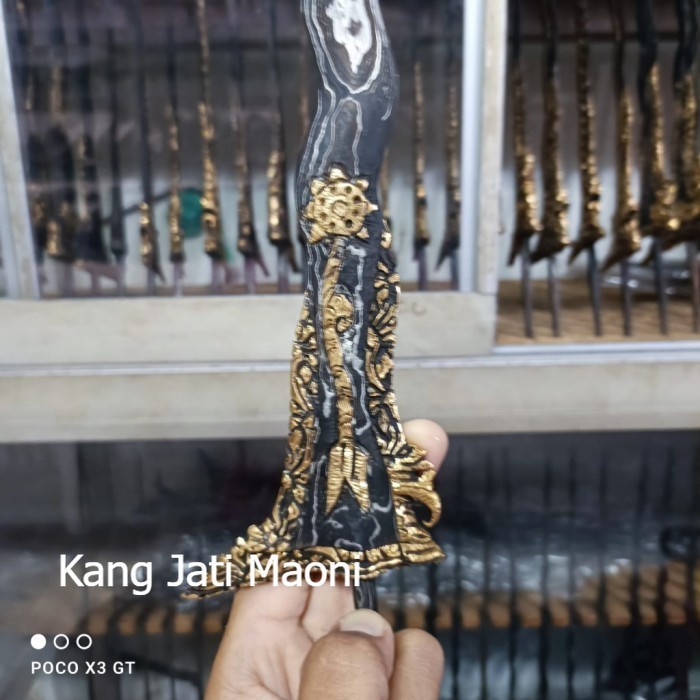 keris sengkelat kolocokro pamor ngulit semongko kinatah emas KJM1122 murah