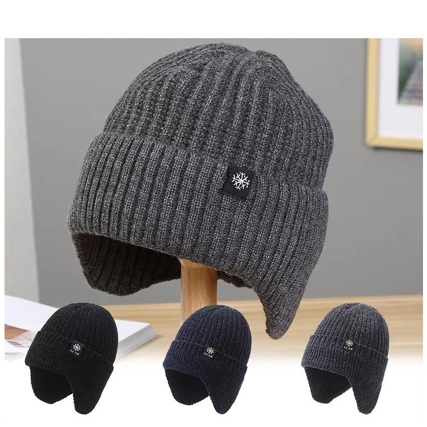 Topi Rajut Hangat dengan Penutup Telinga untuk Pria – Lapisan Bulu Domba Lembut, Tahan Kerut & Mudah