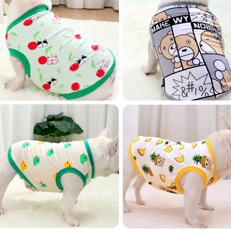Rompi Hewan Peliharaan Bergambar Kartun Pug/Bulldog