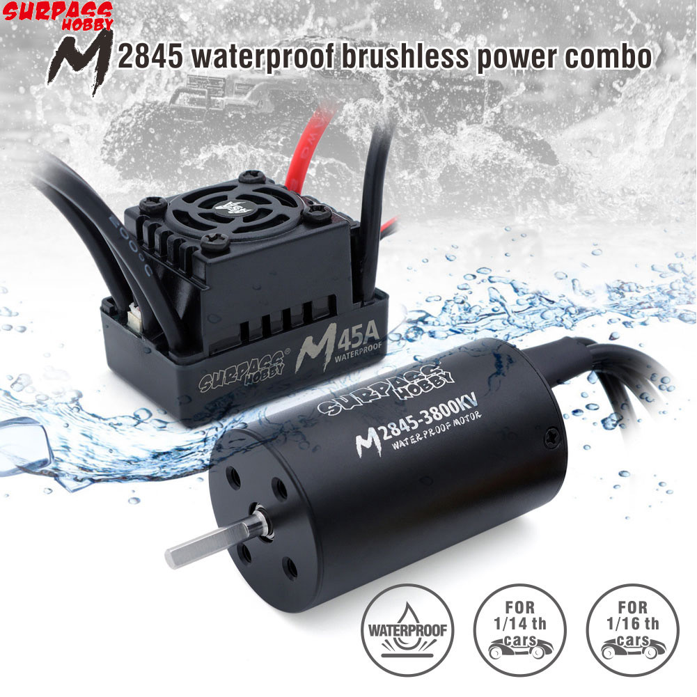 Surpass Hobby Waterproof Motor M2838 3600KV w/ 35A ESC Or M2845 3800KV w/45A ESC for Wtloys Remo 1/1