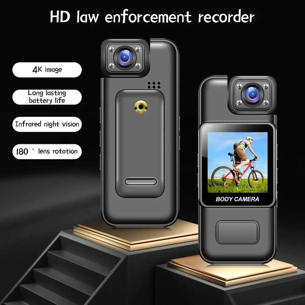 Body Cam Mini Camera Full HD 4K 2MP Rotating Lens 600mAh, Kamera Badan Kecil Putar Vlog Spy Cam Port