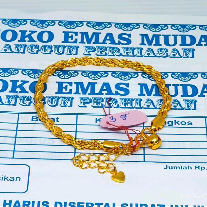 Gelang Emas Asli Motif Tambang 5gram Kadar 875 Ada Surat
