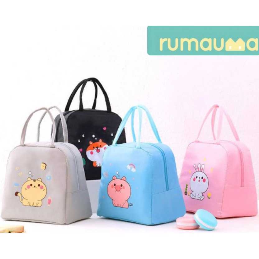 RUMAUMA Lunch Bag Tahan Panas Karakter Tas Bekal Makanan - Grey Cat