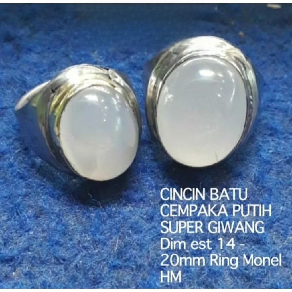 cincin batu cempaka putih ring monel
