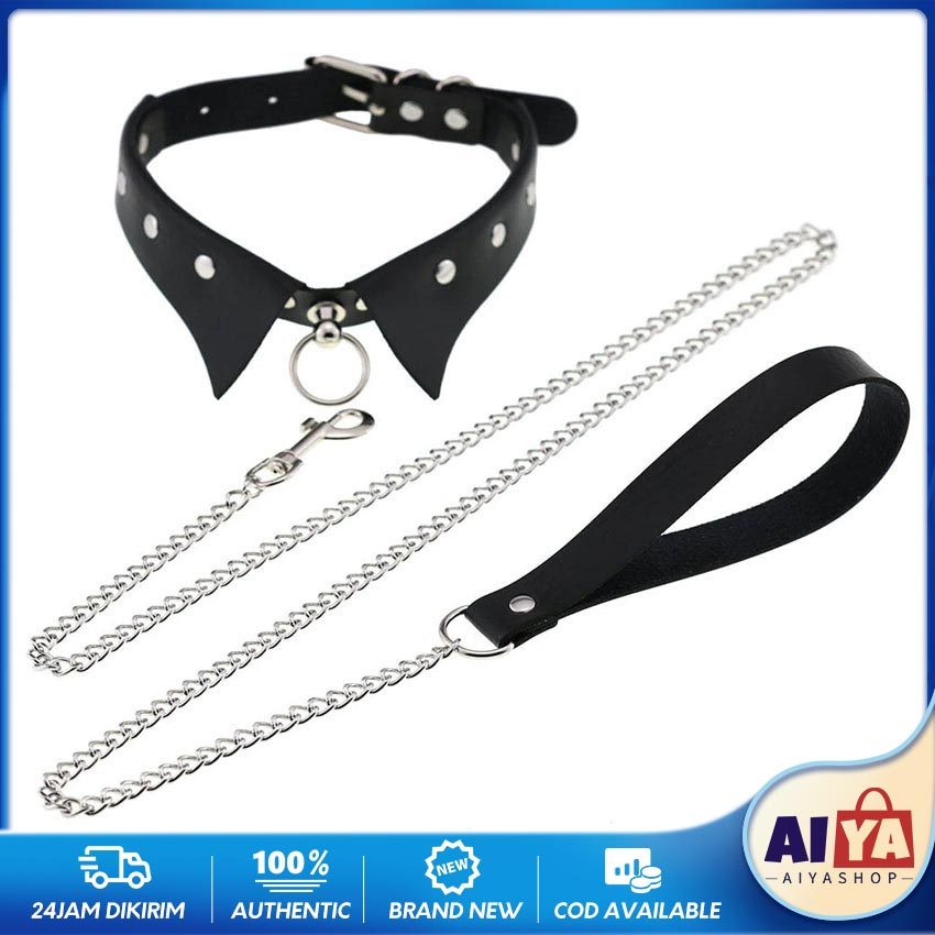 Collar Choker Belt Leather O-Ring Gesper Kucing Cosplay Punk PU Leather Jepang