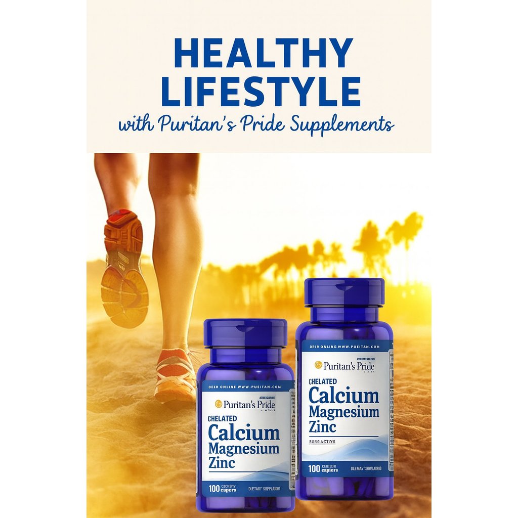 suplemen untuk tulang Puritan Pride Chelated Calcium Magnesium Zinc ORIGINAL