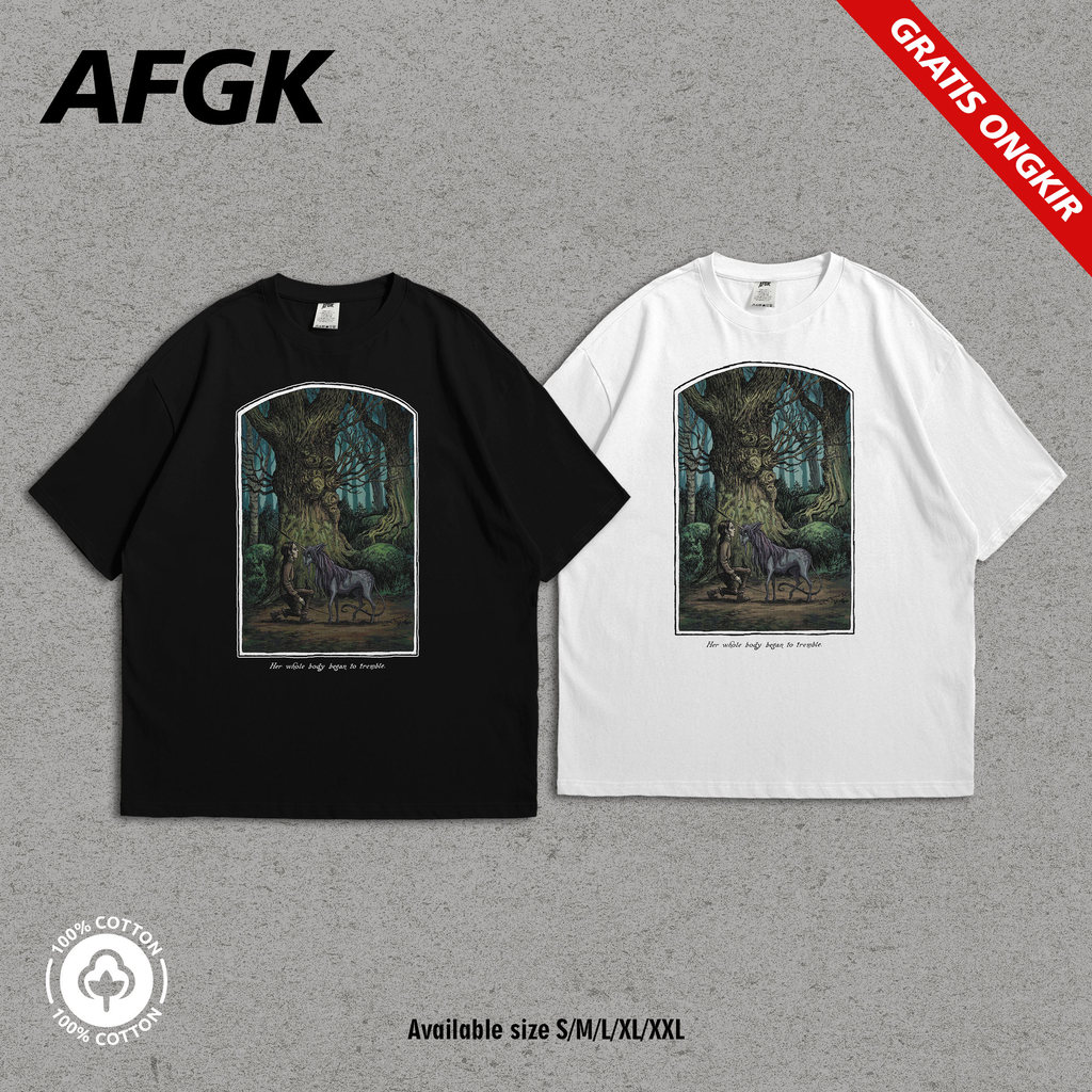 Kaos Pria Original 100% AFGK Kaos Pendek Couple Katun Murni, Desain Wrangler yang Menonjol, Kasual N