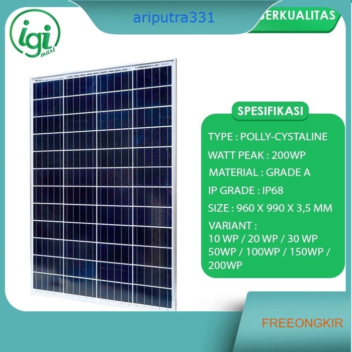 SOLAR PANEL 200W / SOLAR CELL 200 Watt / PANEL SURYA 200WP POLY INSCOM