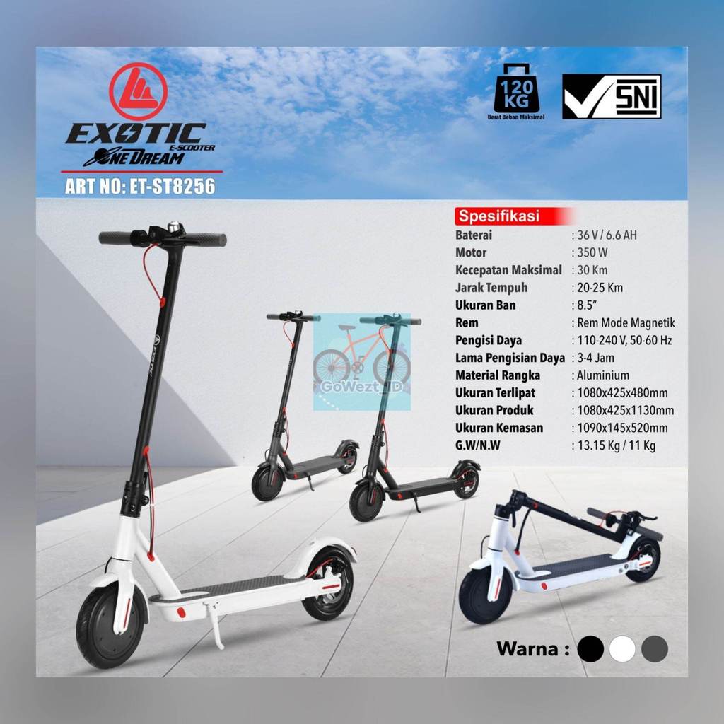 SPESIAL PROMO SALE Scooter Skuter Otoped Electric Listrik Anak Dewasa Exotic ST 8256 Alloy Max BB 12