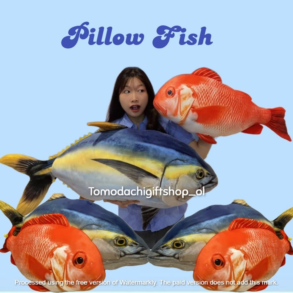 Tm/ Boneka Bantal Plush Toys Fish Pillow Ikan Koi Tuna Size Jumbo Xl Full Printing Lembut Soft Cute
