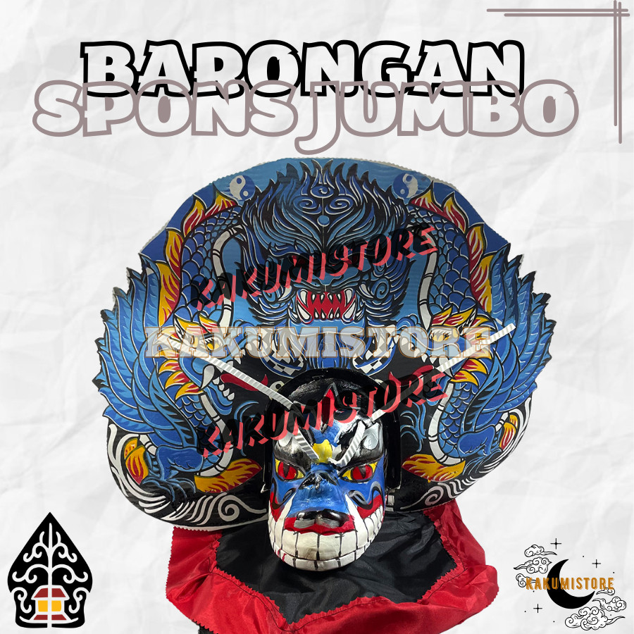 REKOMENDASI Barongan Spons Jumbo Biru Motif Macan Barongan Caplokan Anak Mainan Tradisional Free Kem