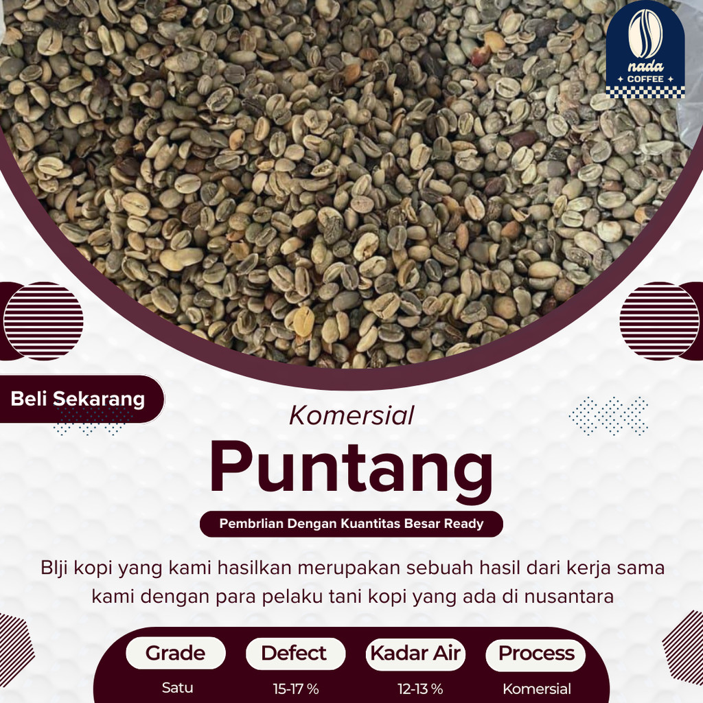 green Bean  biji kopi Arabika Puntang - Komersial - 1kg