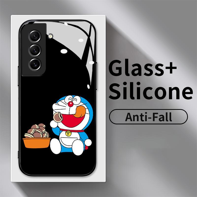 Case For Samsung S21 FE 5G Plus Ultra S8 HD Tempered Glass Hard Anime Doraemon Silicone