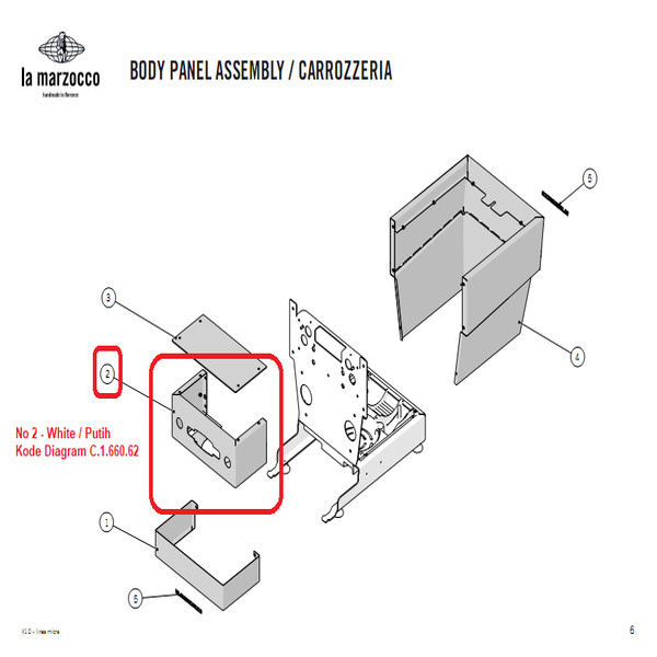 Original La Marzocco Micra Panel Depan / Front – White / Putih
