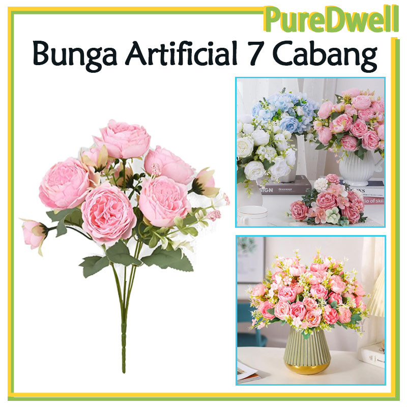 bunga artificial /bunga buket dekorasi bahan plastik 1 buket 7 kuntum bunga/bunga buket bunga dekora