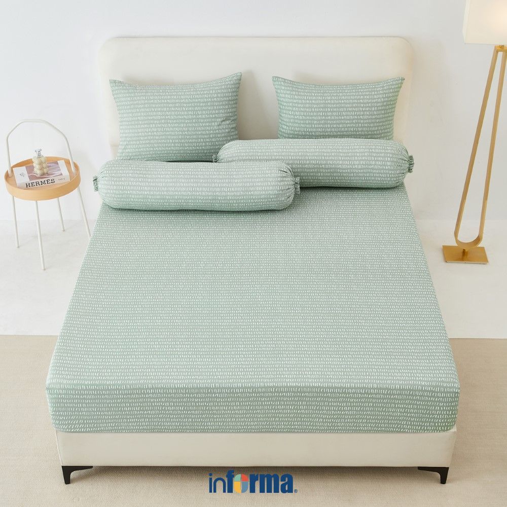 nasq Informa Set Seprai Microfiber Davin - Hijau King Queen Single 180X200 160X200 120X200 Sprei