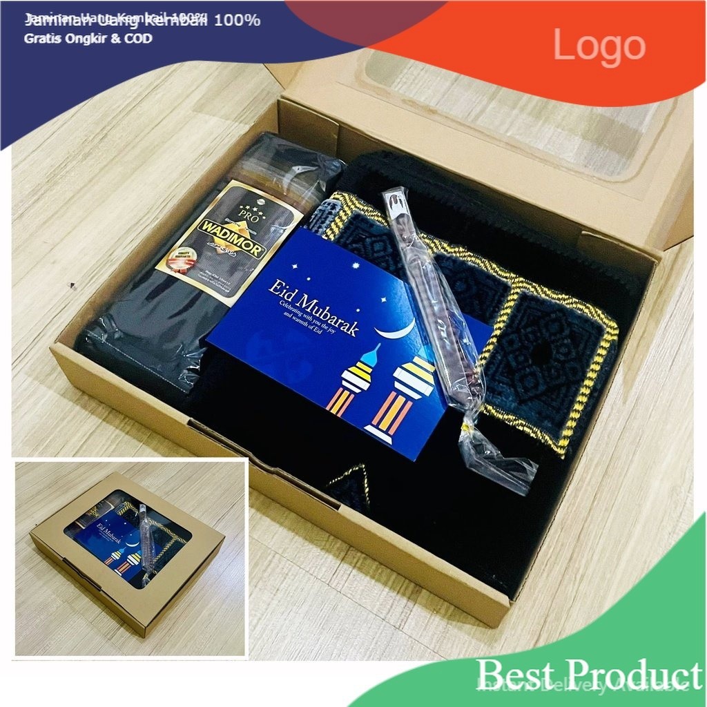 PAKET KOMPLIT HAMPERS SARUNG TENUN WADIMOR DAN SAJADAH TURKI BLUDRU TEBAL, FREE TASBIH ORIGINAL BRAN