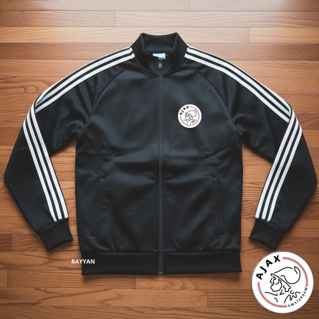 Jacket Tracktop Unisex Footbal Club Top Eropa / Dunia Ajax Motf List Tangan Sz M-XL - Jaket Olahraga