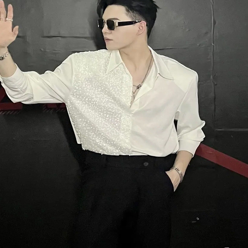 Kemeja lengan panjang mewah baru, kemeja lengan panjang pria, kemeja lengan panjang pria, kemeja len