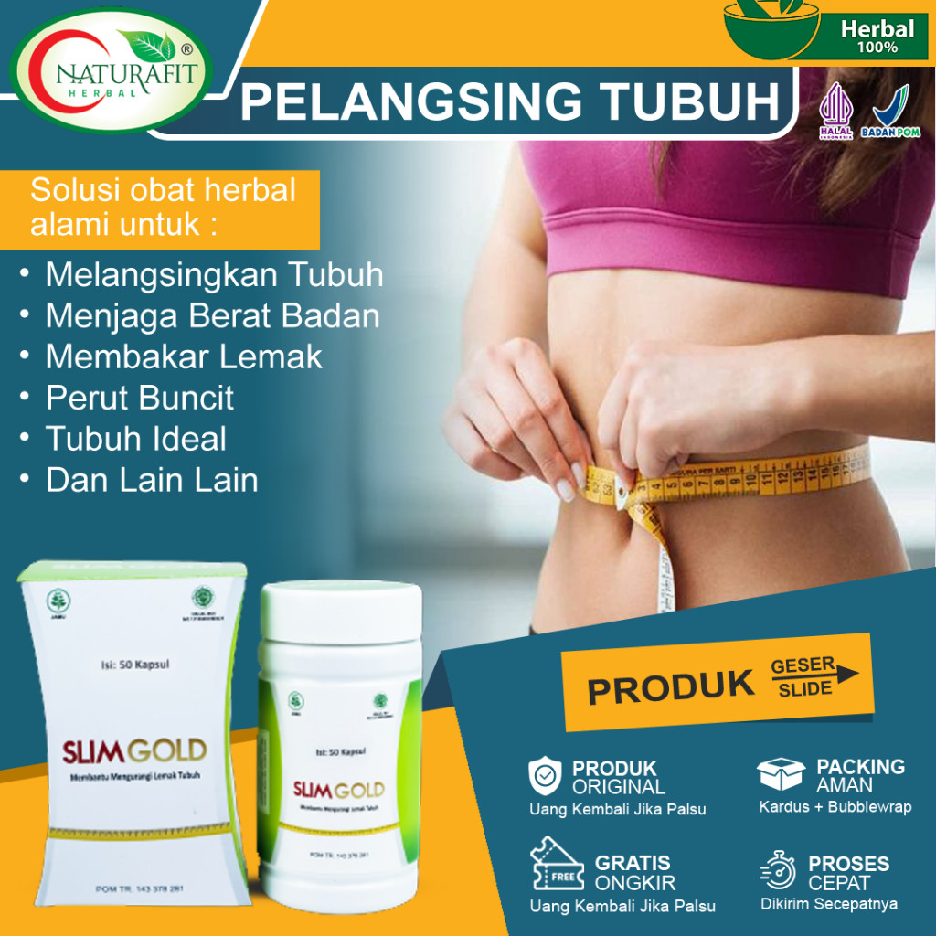 Obat Pelangsing Badan Perut Buncit Pria Wanita Peluntur Lemak Menurunkan Berat Badan - Slim Gold Nat