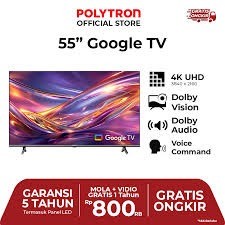 POLYTRON TV 55 INCH 4K UHD SMART ANDROID GOOGLE DIGITAL PLD 55UG5059